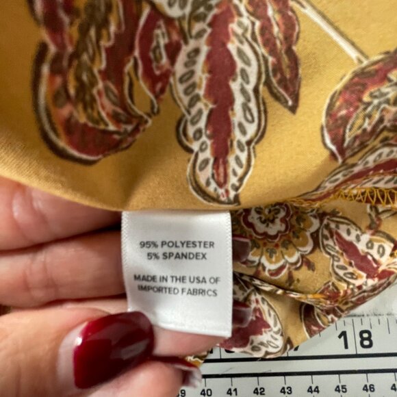 Evereve Womens Floral Print Boho Blouse M - Mustard Yellow Keyhole Neckline - Picture 4 of 9